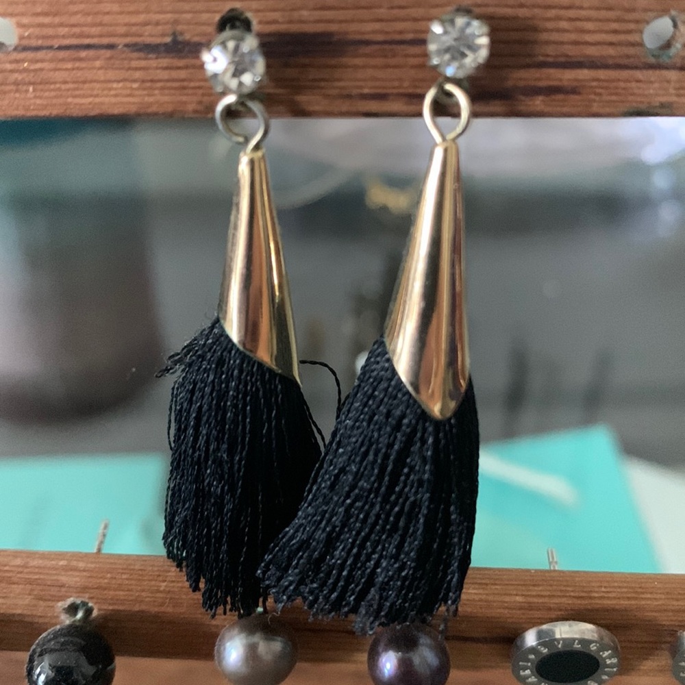 Gold and black earrings